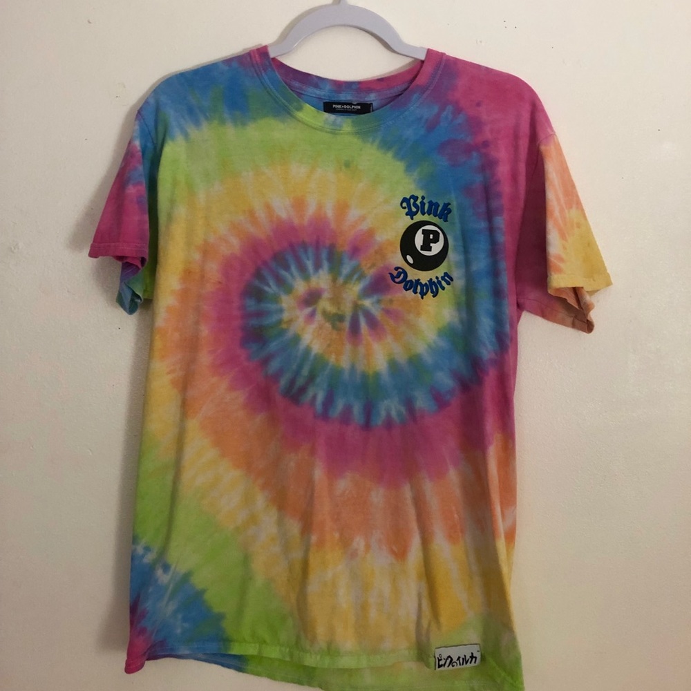 Tie Dye Short Sleeve Pink Dolphin Shirt